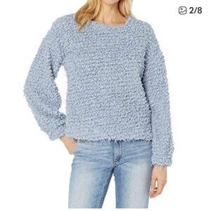 Vince Camuto Blue eyelash fringe textured crewneck sweater Size XS